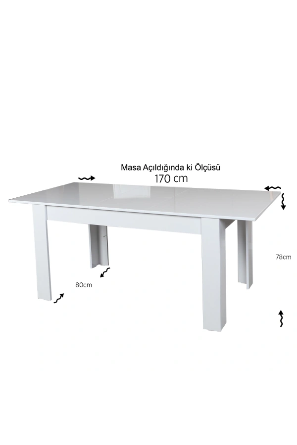Pasific Home Oblo Açılır Yemek Masası, Parlak Beyaz