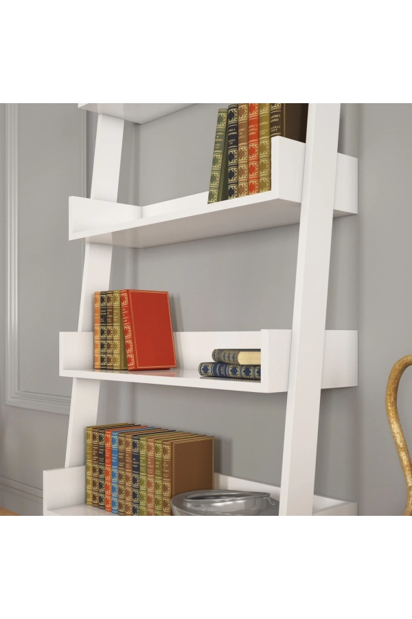 Pasific Home Only Merdiven Kitaplık , 5 Raflı, Parlak Beyaz