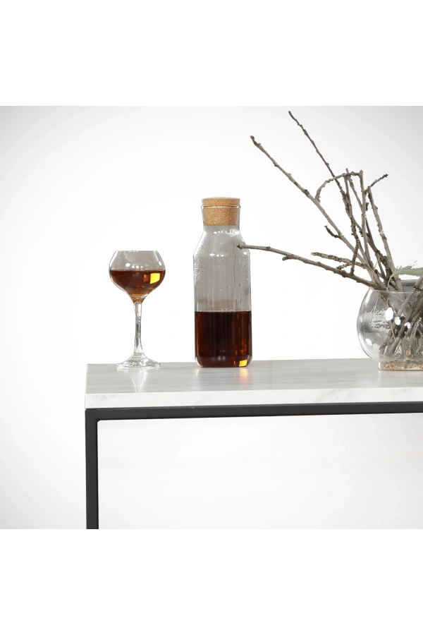 Pasific Home Poly Kare Metal Orta Sehpa, Beyaz Mermer