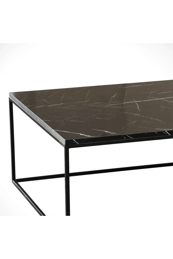 Pasific Home Poly Kare Metal Orta Sehpa, Siyah Mermer