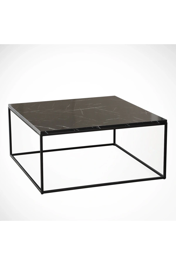Pasific Home Poly Kare Metal Orta Sehpa, Siyah Mermer