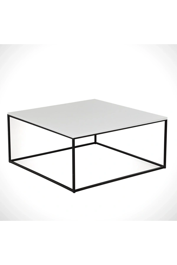 Pasific Home Poly Metal Orta Sehpa, Kare Orta Sehpa, Ahşap Beyaz