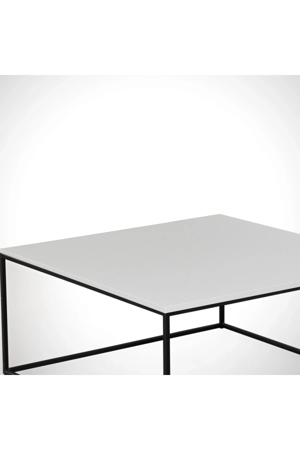 Pasific Home Poly Metal Orta Sehpa, Kare Orta Sehpa, Ahşap Beyaz