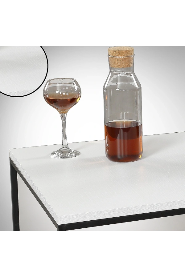 Pasific Home Poly Metal Orta Sehpa, Kare Orta Sehpa, Ahşap Beyaz