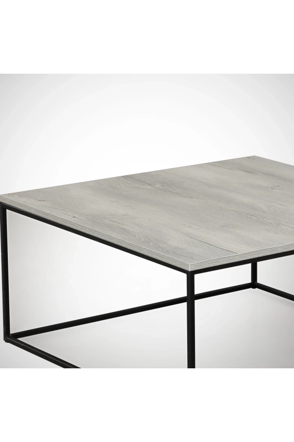 Pasific Home Poly Metal Orta Sehpa, Kare Orta Sehpa, Beyaz Meşe