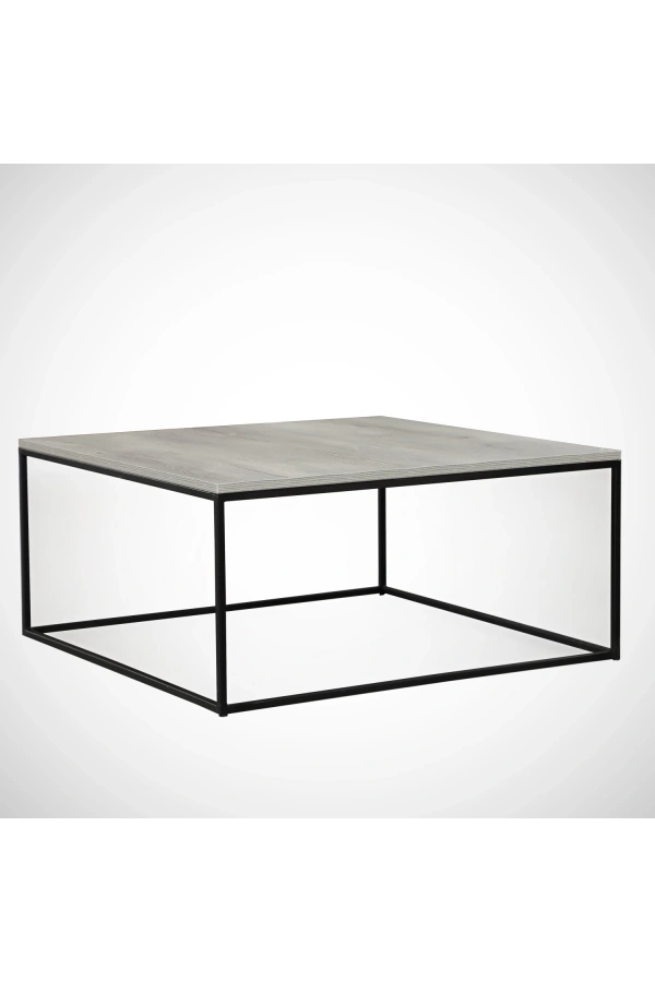 Pasific Home Poly Metal Orta Sehpa, Kare Orta Sehpa, Beyaz Meşe