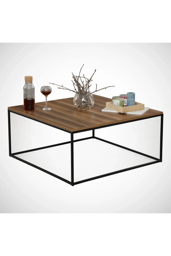 Pasific Home Poly Metal Orta Sehpa, Kare Orta Sehpa, Ceviz