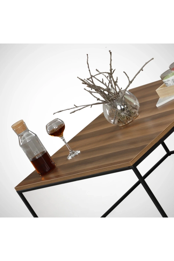Pasific Home Poly Metal Orta Sehpa, Kare Orta Sehpa, Ceviz