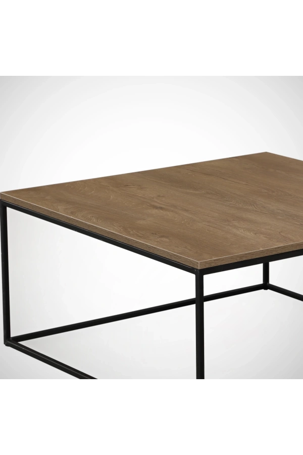 Pasific Home Poly Metal Orta Sehpa, Kare Orta Sehpa, Koyu Meşe