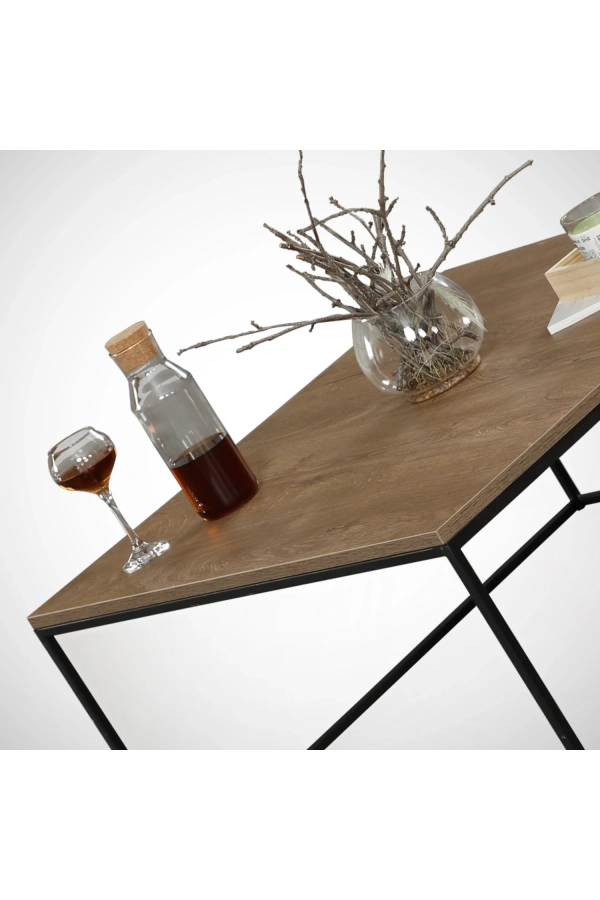 Pasific Home Poly Metal Orta Sehpa, Kare Orta Sehpa, Koyu Meşe