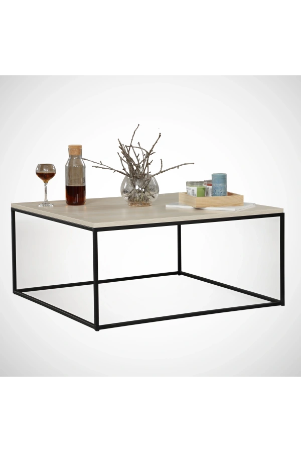 Pasific Home Poly Metal Orta Sehpa, Kare Orta Sehpa, Meşe