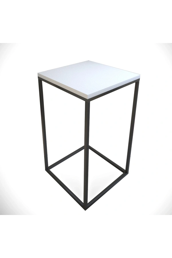 Pasific Home Pure Yan Sehpa, Metal Yan Sehpa ,Ahşap Beyaz