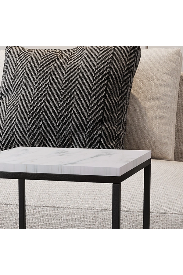 Pasific Home Pure Yan Sehpa, Metal Yan Sehpa ,Beyaz Mermer