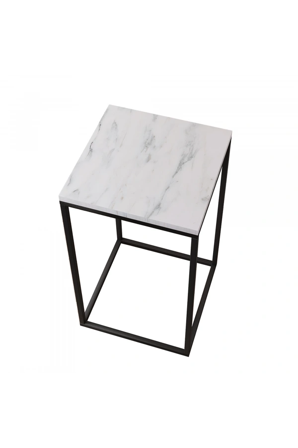 Pasific Home Pure Yan Sehpa, Metal Yan Sehpa ,Beyaz Mermer