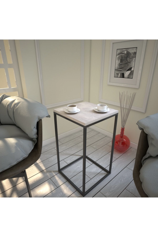 Pasific Home Pure Yan Sehpa, Metal Yan Sehpa ,Beyaz Meşe