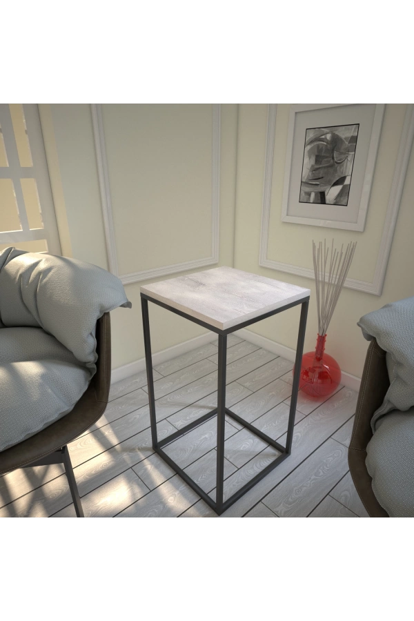 Pasific Home Pure Yan Sehpa, Metal Yan Sehpa ,Beyaz Meşe