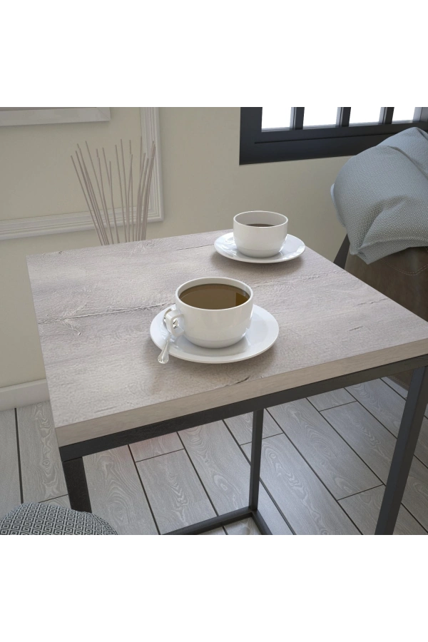 Pasific Home Pure Yan Sehpa, Metal Yan Sehpa ,Beyaz Meşe