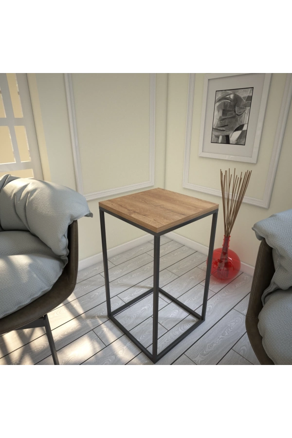 Pasific Home Pure Yan Sehpa, Metal Yan Sehpa ,Koyu Meşe