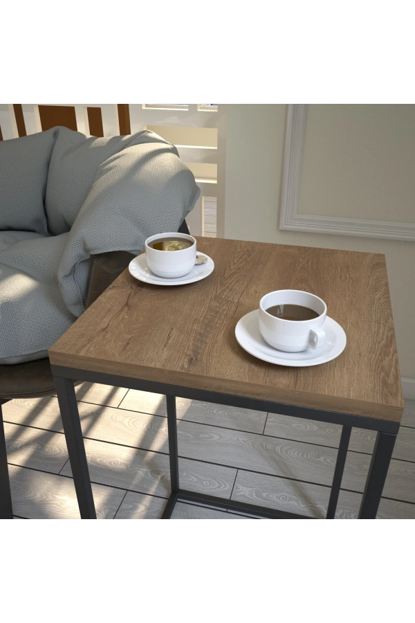 Pasific Home Pure Yan Sehpa, Metal Yan Sehpa ,Koyu Meşe