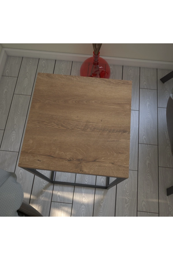 Pasific Home Pure Yan Sehpa, Metal Yan Sehpa ,Koyu Meşe