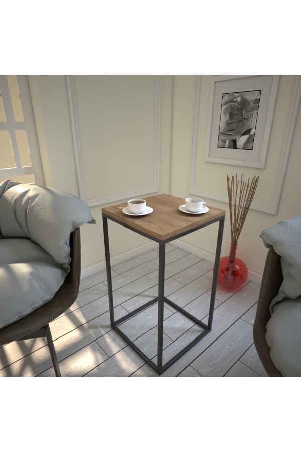 Pasific Home Pure Yan Sehpa, Metal Yan Sehpa ,Koyu Meşe