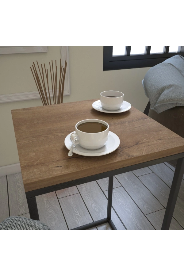 Pasific Home Pure Yan Sehpa, Metal Yan Sehpa ,Koyu Meşe