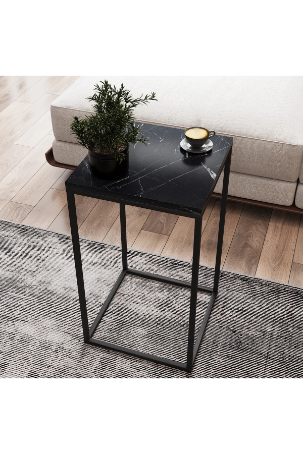 Pasific Home Pure Yan Sehpa, Metal Yan Sehpa ,Siyah Mermer