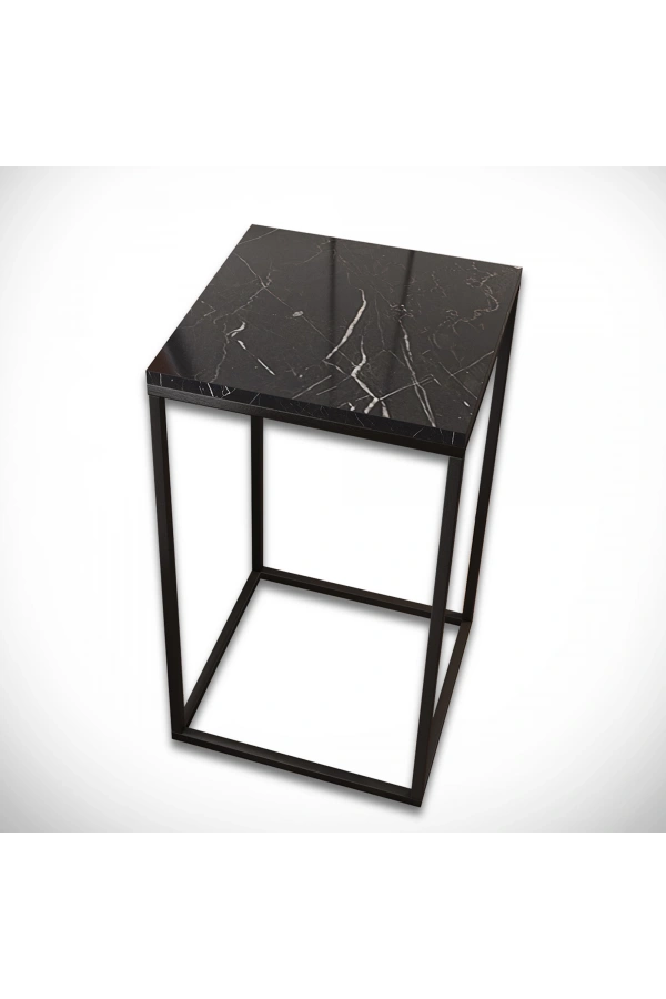 Pasific Home Pure Yan Sehpa, Metal Yan Sehpa ,Siyah Mermer