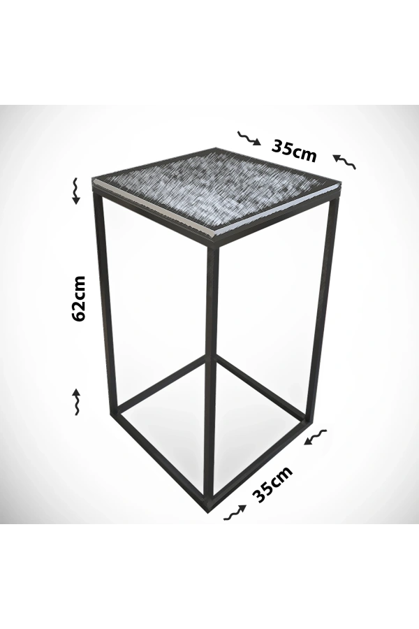 Pasific Home Pure Yan Sehpa, Metal Yan Sehpa ,Siyah Mermer