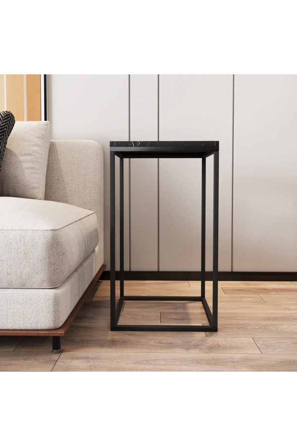 Pasific Home Pure Yan Sehpa, Metal Yan Sehpa ,Siyah Mermer