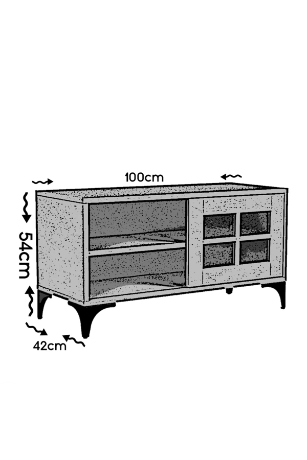 Pasific Home Revival Metal Ayaklı Sürgülü Tv Ünitesi,100 Cm, Koyu Meşe