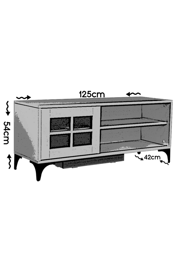 Pasific Home Revival Metal Ayaklı Sürgülü Tv Ünitesi,125 Cm, Koyu Meşe