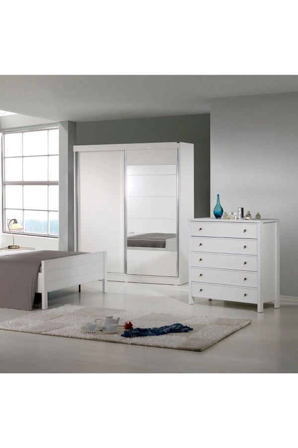 Pasific Home Rio 5 Çekmeceli Ayaklı Modern Şifonyer, Beyaz