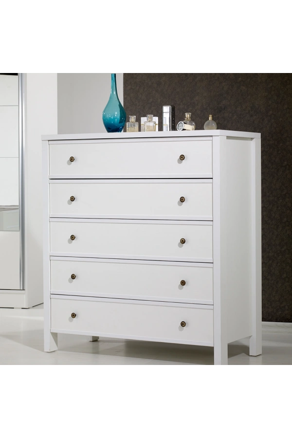 Pasific Home Rio 5 Çekmeceli Ayaklı Modern Şifonyer, Beyaz