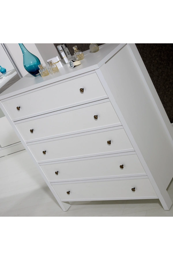 Pasific Home Rio 5 Çekmeceli Ayaklı Modern Şifonyer, Beyaz