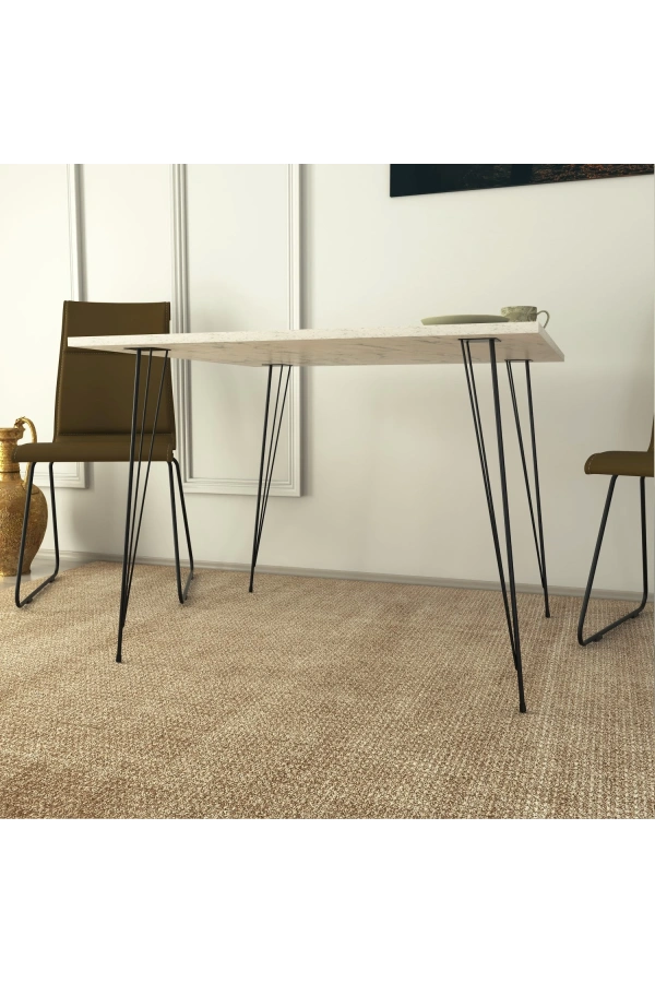 Pasific Home Sandalf Metal Ayaklı Mutfak Masası, Kare 90x90, Beyaz Mermer