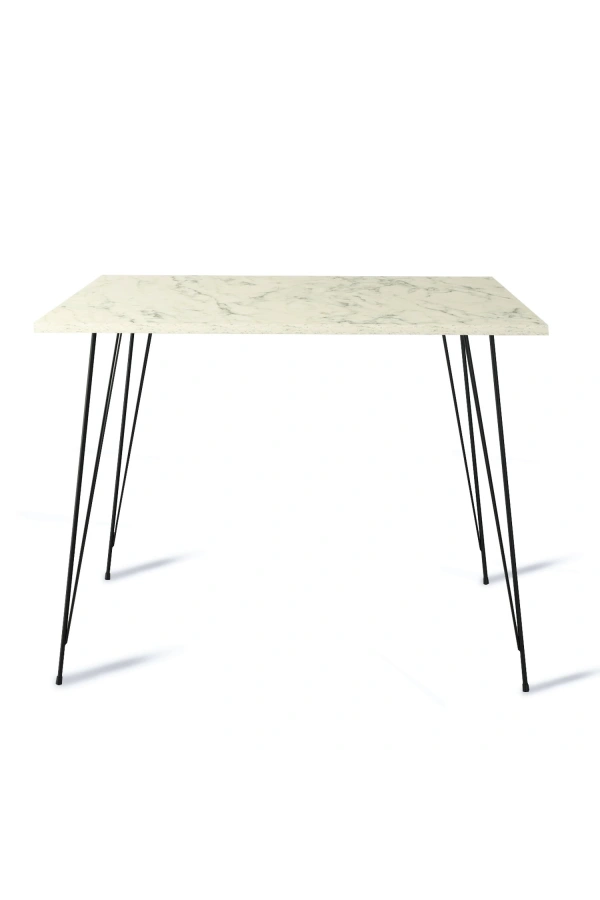 Pasific Home Sandalf Metal Ayaklı Mutfak Masası, Kare 90x90, Beyaz Mermer
