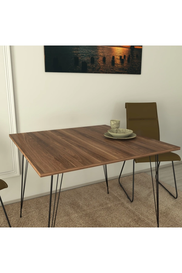 Pasific Home Sandalf Metal Ayaklı Mutfak Masası, Kare 90x90, Ceviz