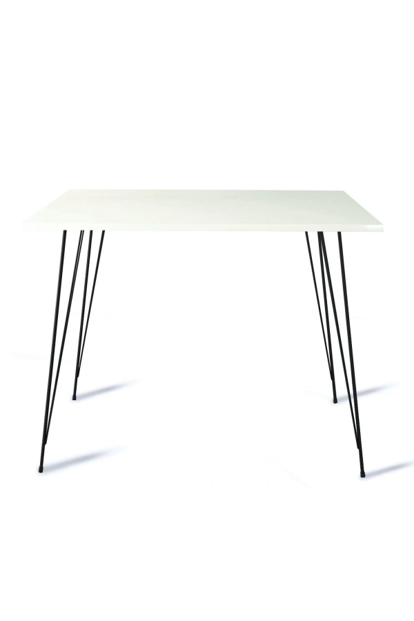 Pasific Home Sandalf Metal Ayaklı Mutfak Masası, Kare 90x90, Parlak Beyaz