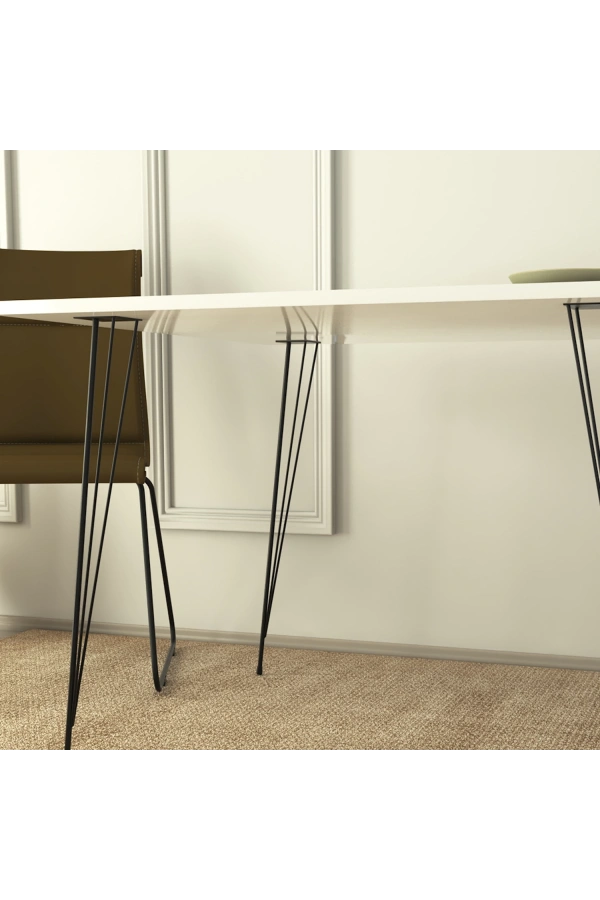 Pasific Home Sandalf Metal Ayaklı Mutfak Masası, Kare 90x90, Parlak Beyaz