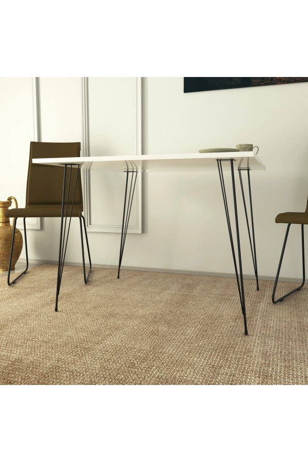 Pasific Home Sandalf Metal Ayaklı Mutfak Masası, Kare 90x90, Parlak Beyaz