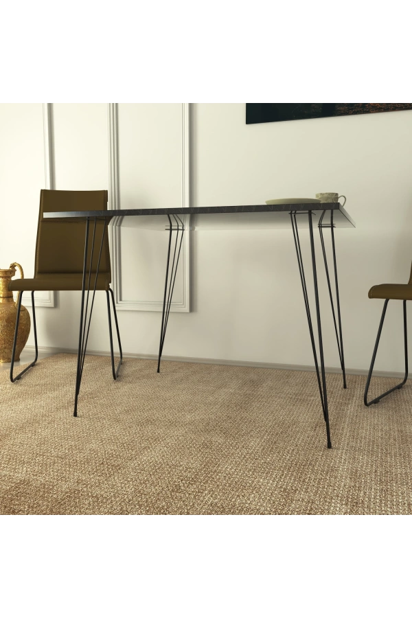 Pasific Home Sandalf Metal Ayaklı Mutfak Masası, Kare 90x90, Siyah Mermer