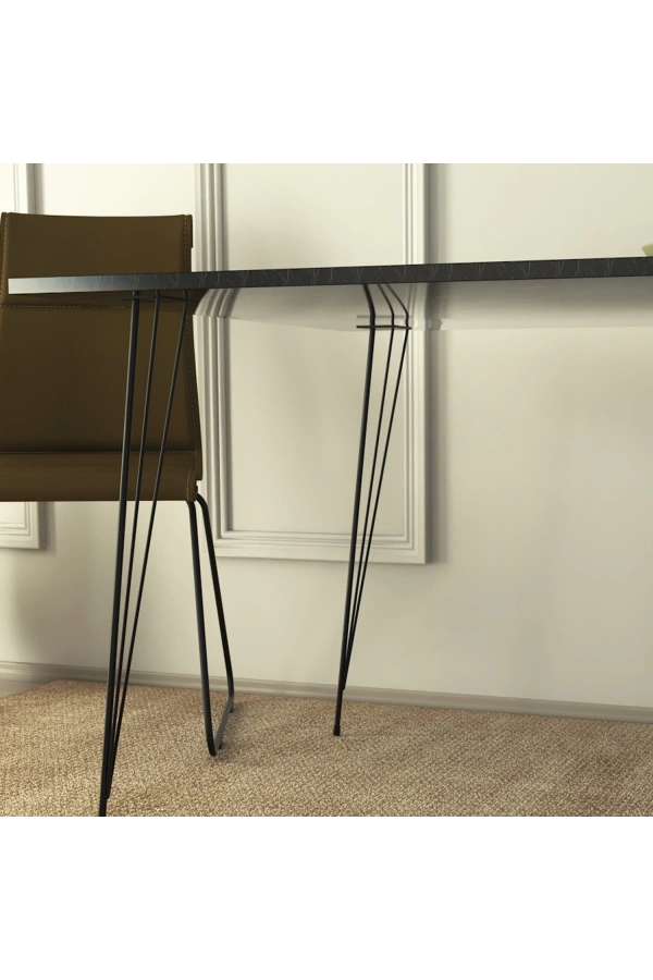 Pasific Home Sandalf Metal Ayaklı Mutfak Masası, Kare 90x90, Siyah Mermer