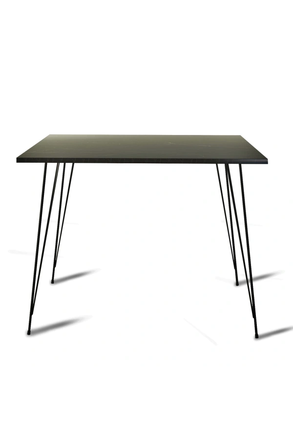 Pasific Home Sandalf Metal Ayaklı Mutfak Masası, Kare 90x90, Siyah Mermer
