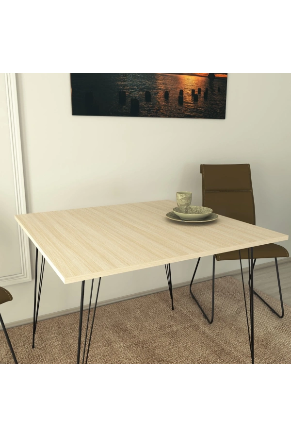 Pasific Home Sandalf Metal Ayaklı Mutfak Masası,Kare 90x90, Meşe