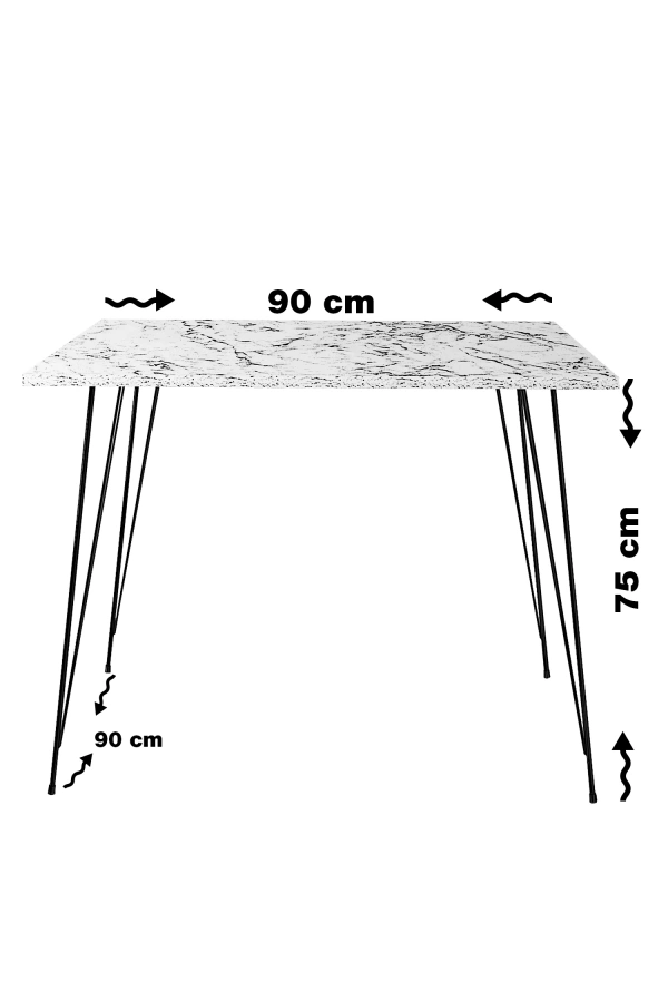 Pasific Home Sandalf Metal Ayaklı Mutfak Masası,Kare 90x90, Meşe