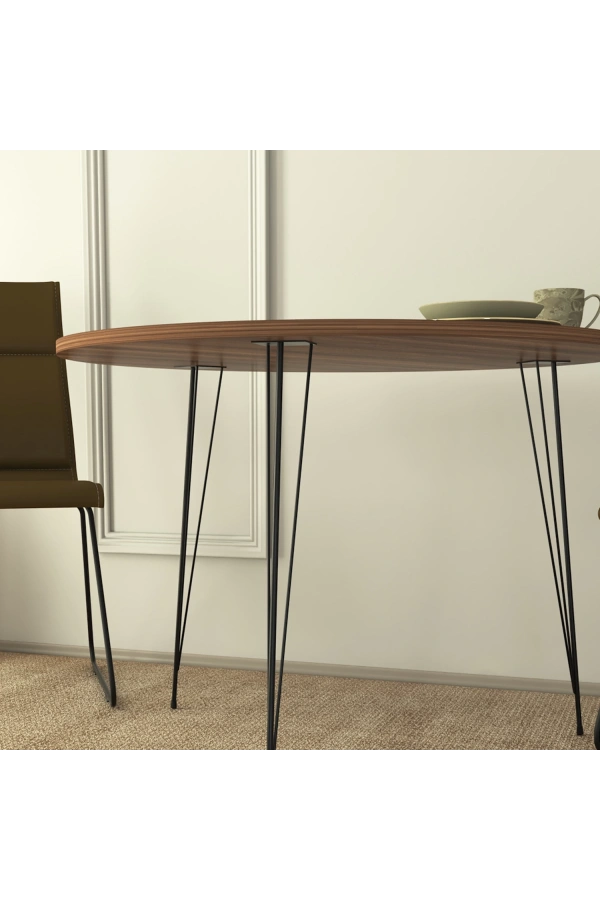 Pasific Home Sandalf Metal Ayaklı Yuvarlak Mutfak Masası, Ceviz