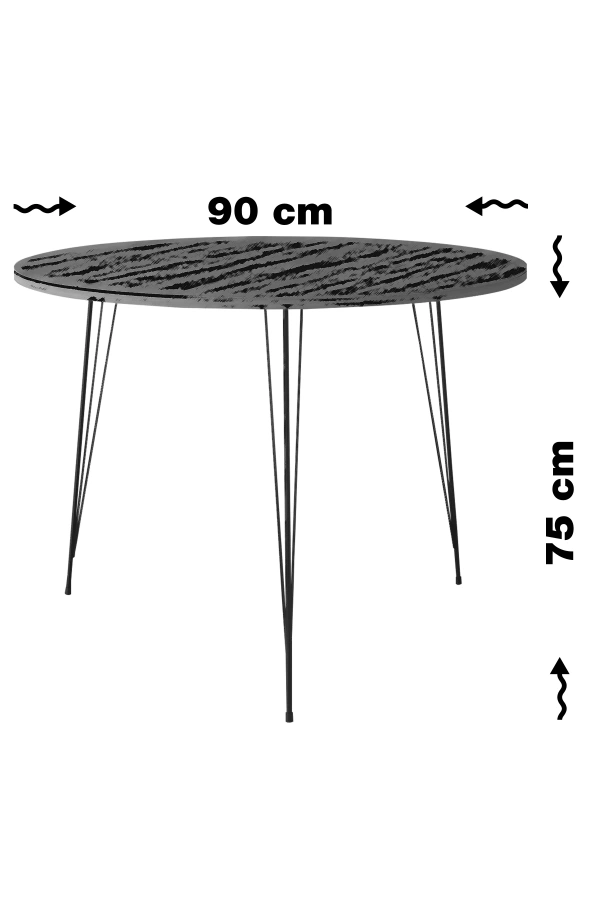 Pasific Home Sandalf Metal Ayaklı Yuvarlak Mutfak Masası, Ceviz