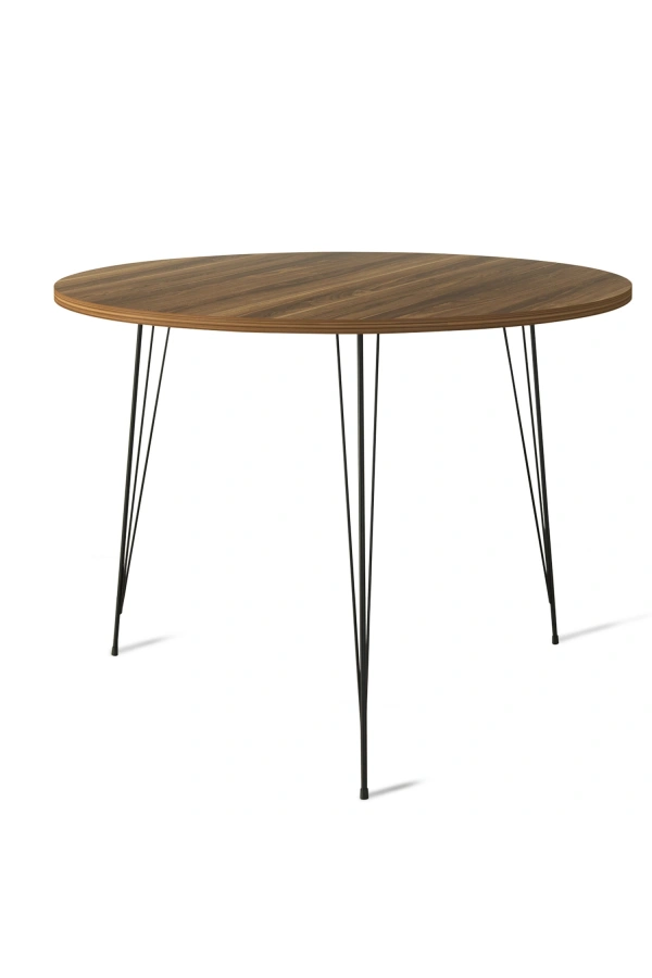 Pasific Home Sandalf Metal Ayaklı Yuvarlak Mutfak Masası, Ceviz