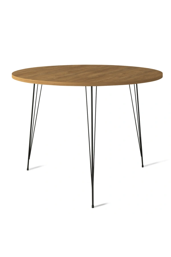 Pasific Home Sandalf Metal Ayaklı Yuvarlak Mutfak Masası, Koyu Meşe